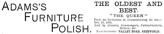 Advertisement for Adam’s Furniture Polish, 1890. Creator: Unknown.