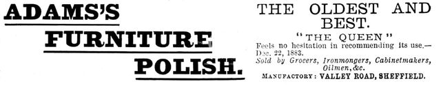 Advertisement for Adam's Furniture Polish, 1895. Creator: Unknown.