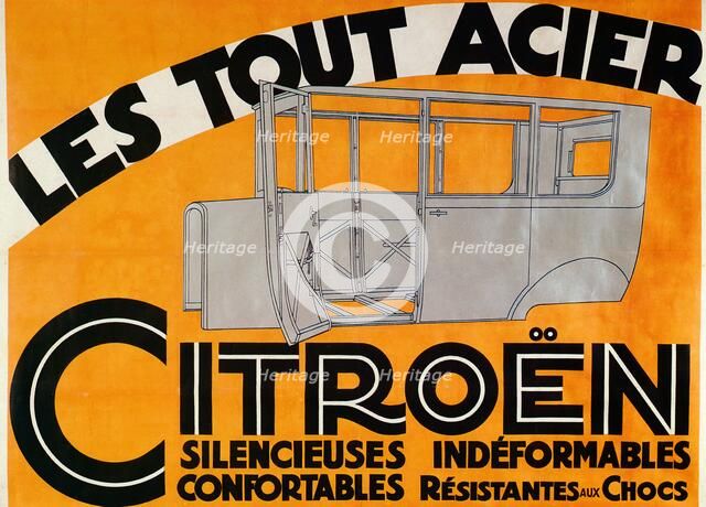 Advertisement for all-steel Citroen cars, c1924. Artist: Unknown.