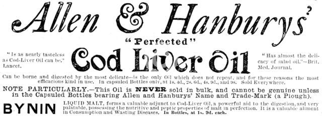 Advertisement for Allen & Hanbury’s Cod Liver Oil, 1890. Creator: Unknown.