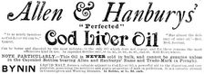 Advertisement for Allen & Hanbury’s Cod Liver Oil, 1890. Creator: Unknown