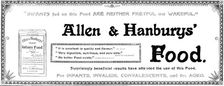 Advertisement for Allen & Hanburys Food, 1898. Creator: Unknown