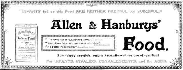 Advertisement for Allen & Hanburys' Food, 1898. Creator: Unknown.