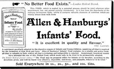 Advertisement for Allen Hanburys Infants Food, 1895. Creator: Unknown