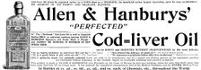 Advertisement for Allen & Hanburys "Perfected" Cod=liver Oil, 1895. Creator: Unknown
