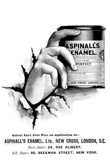 Advertisement for Aspinall's Oxidised Enamel, 1898. Creator: Unknown