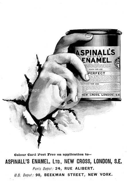 Advertisement for Aspinall's Oxidised Enamel, 1898.  Creator: Unknown.