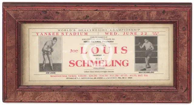 Advertisement for boxing match between Joe Louis and Max Schmeling, 1938. Creator: Unknown.