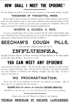 Advertisement for Beecham’s Cough Pills, 1890. Creator: Unknown
