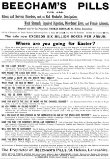 Advertisement for Beecham's Pills, 1898. Creator: Unknown