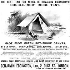 Advertisement for Benjamin Edgington, double-roof ridge tent, 1895. Creator: Unknown