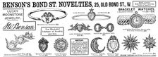 Advertisement for Benson’s Bond St. Novelties, 1890. Creator: Unknown