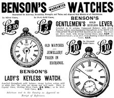 Advertisement for Benson's Watches, 1895. Creator: Unknown