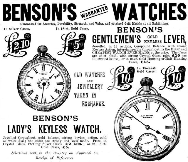 Advertisement for Benson's Watches, 1895. Creator: Unknown.