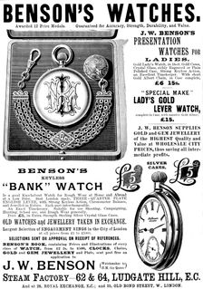 Advertisement for Benson's Watches, 1895. Creator: Unknown