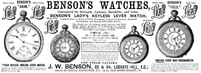 Advertisement for Benson’s Watches, 1890. Creator: Unknown.