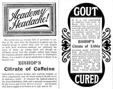 Advertisement for Bishop's Citrate of Caffeine and Citrate of Lithia, 1895. Creator: Unknown