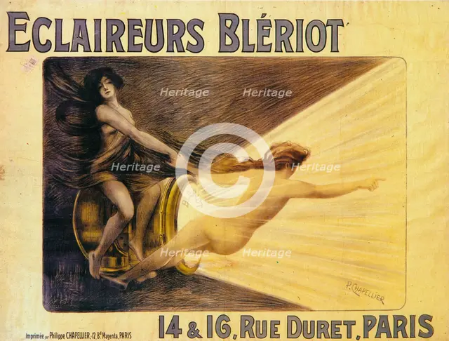 Advertisement for Bleriot headlamps, c1905. Artist: Philippe Chapellier.