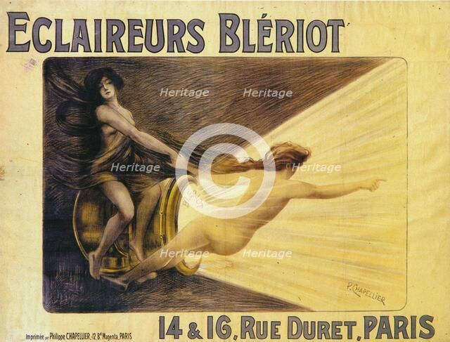 Advertisement for Bleriot headlamps, c1905. Artist: Philippe Chapellier.