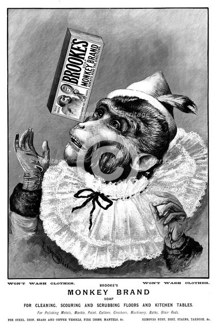 Advertisement for Brooke's Monkey Brand Soap, 1895. Creator: Unknown.