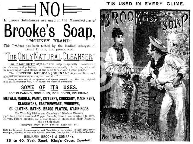 Advertisement for Brooke’s Soap, 1890. Creator: Unknown.