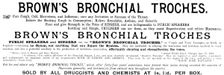 Advertisement for Brown's Bronchial Troches, 1895. Creator: Unknown