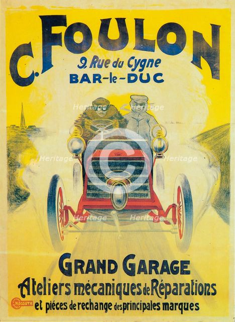 Advertisement for C Foulon's Garage, Bar-le-Duc, France, c1900. Artist: Unknown.