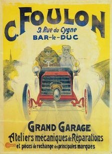 Advertisement for C Foulon's Garage, Bar-le-Duc, France, c1900