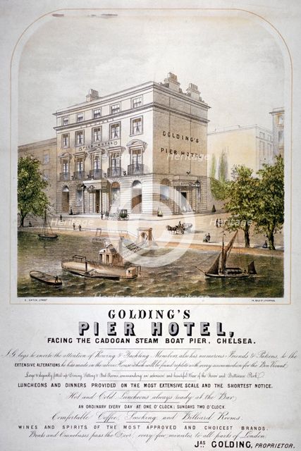 Advertisement for Goldings Pier Hotel, Chelsea, London, c1860. Artist: Anon