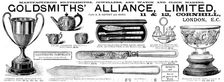 Advertisement for Goldsmith’s Alliance Limited, 1890. Creator: Unknown