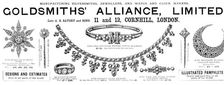 Advertisement for Goldsmiths Alliance, Limited, 1890. Creator: Unknown