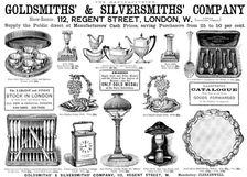 Advertisement for Goldsmiths & Silversmiths Company, 1890. Creator: Unknown