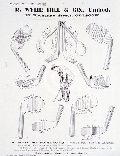 Advertisement for golf clubs, Glasgow, c1900. Creator: Unknown.
