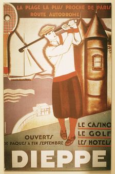 Advertisement for golfing resort in Dieppe, c1920s. Creator: Unknown