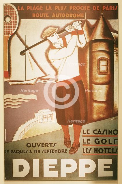 Advertisement for golfing resort in Dieppe, c1920s. Creator: Unknown.