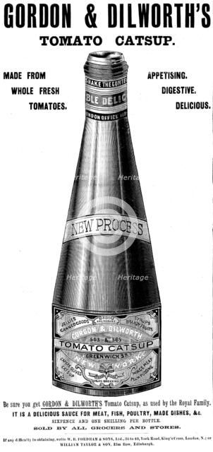 Advertisement for Gordon & Dilworth's Tomato Catsup, 1898. Creator: Unknown.