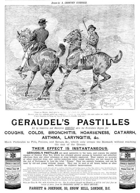 Advertisement for Géraudel's Pastilles, 1895. Creator: Alfred Chantrey Corbould.