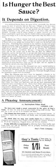 Advertisement for Guy's Tonic, 1898. Creator: Unknown
