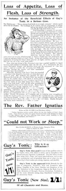 Advertisement for Guy's Tonic, 1898. Creator: Unknown.