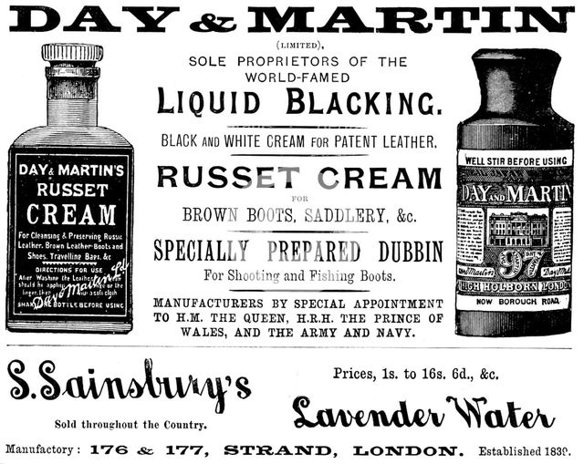 Advertisement for Day & Martin, blacking and dubbin, 1895. Creator: Unknown.