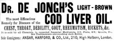 Advertisement for Dr. De Jongh's Light-Brown Cod Liver Oil, 1895. Creator: Unknown