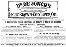 Advertisement for Dr. De Jongh’s Light-Brown Cod Liver Oil, 1890. Creator: Unknown
