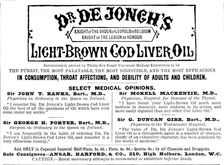 Advertisement for Dr. de Jongh’s Light-Brown Cod Liver Oil, 1890. Creator: Unknown