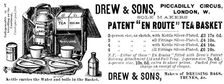 Advertisement for Drew & Sons Patent "En Route' Tea Basket, 1895. Creator: Unknown