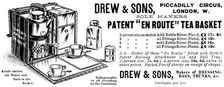 Advertisement for Drew & Sons Patent "En Route" Tea Basket, 1895. Creator: Unknown