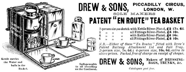 Advertisement for Drew & Sons' Patent "En Route" Tea Basket, 1895. Creator: Unknown.