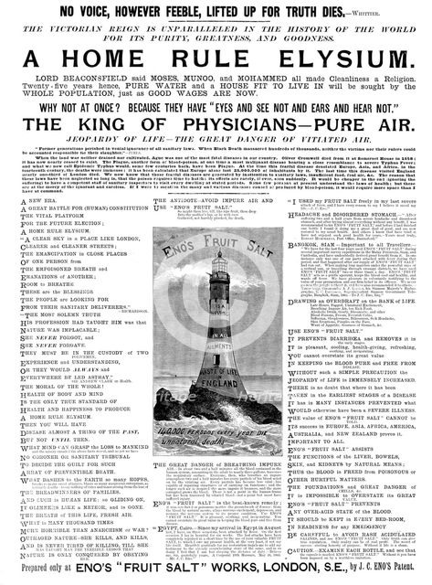 Advertisement for Eno's "Fruit Salt'', 1895. Creator: Unknown.