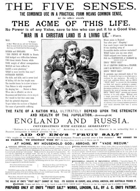 Advertisement for Eno's "Fruit Salt", 1895. Creator: Unknown.