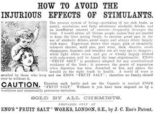 Advertisement for Eno’s "Fruit Salt", 1890. Creator: Unknown