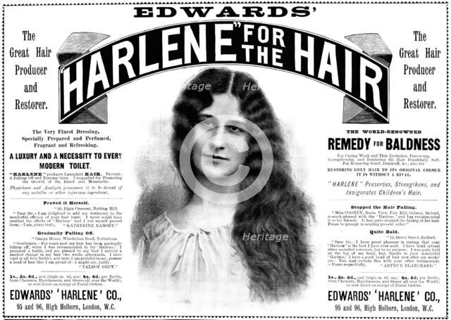 Advertisement for Edwards' "Harlene" for the Hair, 1898. Creator: Unknown.